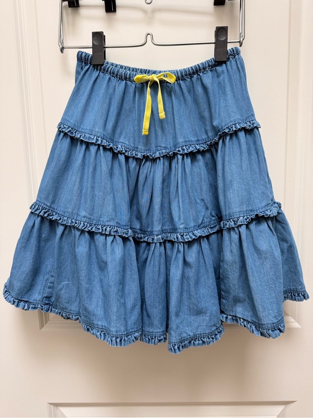 Mini Boden Blue Tiered Chambray Denim Skirt Size 9-10y